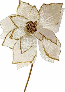 Kvet Poinssetia, biela, stonka, bal. 6 ks