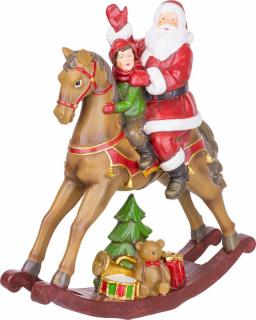 Santa s chlapčekom na koni, polyresin, 28x10x30 cm