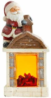 Santa s kozubom, 9 LED, 3xAA, keramika, 27,50x19x51 cm