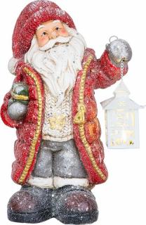 Santa s lampášom, LED, keramika, 26x18x42 cm