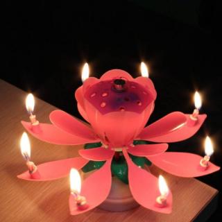 Narodeninová svieca s melódiou - ružový lotos