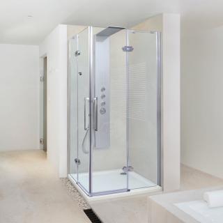 Aquatek - VIP2000 A4 štvorcový sprchový kút 90 x 90, číre sklo (Sprchový kút štvorcový s dvomi otváracími dverami)