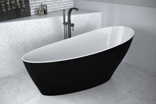 Besco - KEYA B&W - voľne stojaca vaňa z liateho mramoru 165 x 70 cm - Biela