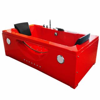 M-SPA - Červená kúpeľňová vaňa SPA s hydromasážou 180 x 92 x 60 cm