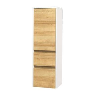 Opto kúpeľňová skrinka vysoká 125 cm, pravé otváranie, biela/dub