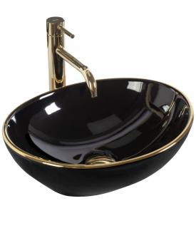 REA - Umývadlo na dosku Sofia Black Gold Edge