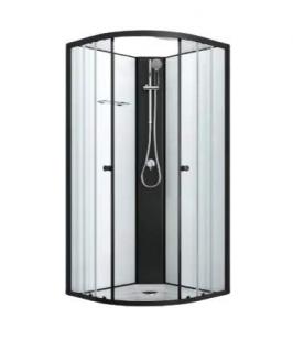Sanotechnik - BALATON 2 black - sprchový box štvrťkruh - 90x90x204 cm