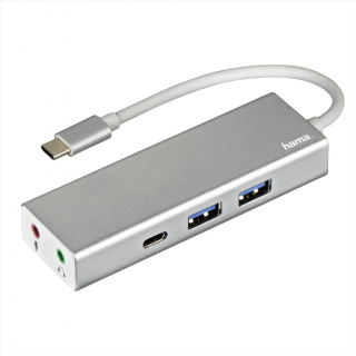 HAMA 135758  USB-C 3.1 hub Aluminium, 2x USB-A, USB-C, 3,5 mm audio