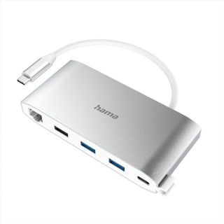 Hama 200111 USB-C hub, Multiport, 8 pripojení, 3x USB-A, 2x USB-C, VGA, HDMI, LA