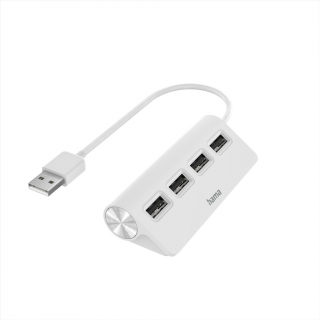 HAMA 200120  USB hub, 4 porty, USB 2.0, 480 Mbit s, biely