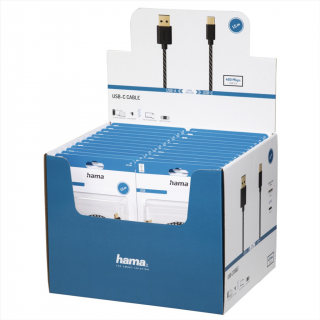 HAMA 201002  USB-C 2.0 kábel typ A-C, 1,5 m, opletený, blister displej