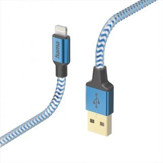 HAMA 201553  MFi USB kábel Reflective pre Apple, USB-A Lightning 1,5 m, modrý