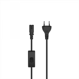 HAMA 223274 Mains Cable with Euro Plug, 2-pin Plug, AC Connector C7, 2 m, black