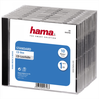 HAMA 44746  CD Box náhradný obal na 1 CD, priehľadný čierny, 10 ks