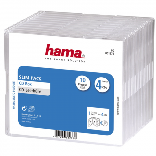 HAMA 51273  CD Slim Box, obal na 4 cd dvd, priehľadný, balenie 10 ks (cena za ba