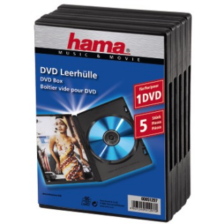 HAMA 51297  DVD obal na 1 DVD, s fóliou, čierny, 5 ks