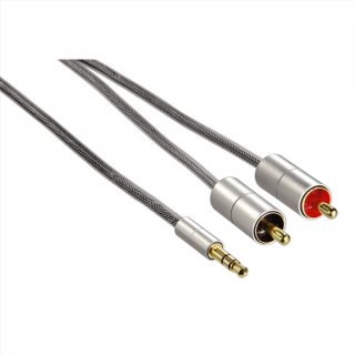 HAMA 80864  AluLine Connecting Cable, 3.5 mm stereo jack plug - 2x RCA plug, 1 m