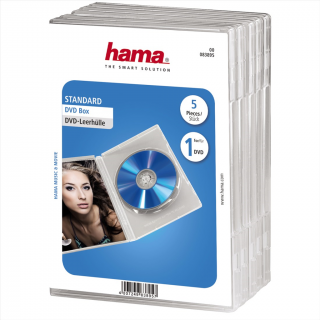 HAMA 83895  DVD obal na 1 DVD, s fóliou, priehľadný, 5 ks