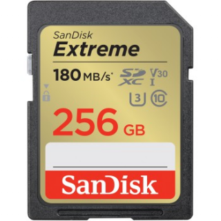 SanDisk 121581  Extreme 256 GB SDXC Memory Card 180 MB s and 130 MB s UHS-I, Cla