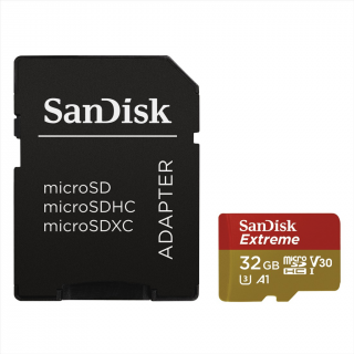 SanDisk 173417  Extreme micro SDHC 32 GB 100 MB s A1 Class 10 UHS-I V30, adapter