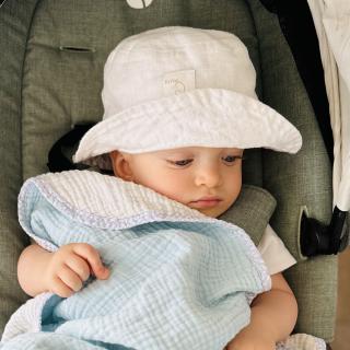 Ľanový obostranný klobúk - béžová Veľkosť klobúka (s výšivkou alebo bez): 1-2 roky s menom