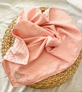 Minky-ľanová deka - Baby Pink Produkt s menom alebo bez?: Deka bez mena