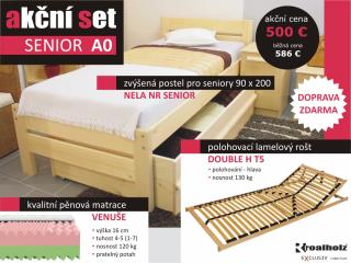 akčný set SENIOR A0 senior posteľ + rošt + matrac (akčný set SENIOR A0, zvýšená posteľ s príslušenstvom)