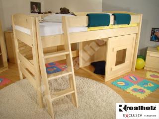 dětská zvýšená postel FIJA N s domečkem (dětská zvýšená postel z masivu FIJA N + DOMEČEK FIJA)