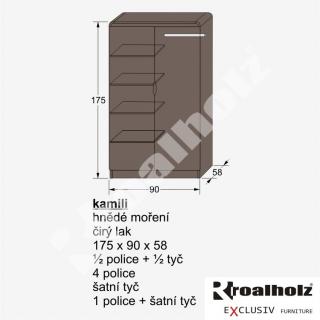 dřevěná skříň z masivu KAMILI  (policová skříň, šatní i půlená skříň masiv KAMILI)