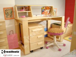 dřevěný psací stůl z masivu GENIUS pro školáky (psací stůl masiv GENIUS šíře 120 i 150 cm od ROALHOLZ)