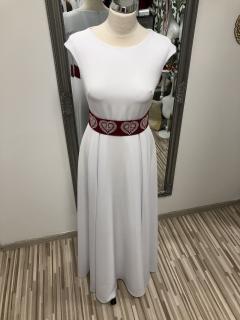 Biele šaty s červeným folklórnym opaskom veľ.: 36