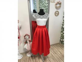 Červená skladaná saténová sukňa veľ.: 34