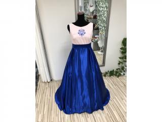 Ružovo-modré šaty s folklórnym vzorom veľ.: 36