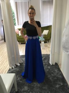 Sukňa s výšivkou dlhá - modrá veľ.: 36