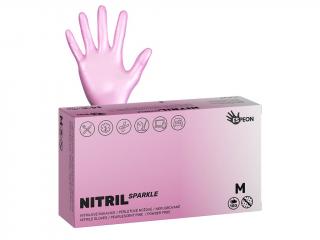 Espeon NITRIL SPARKLE bezpudrové nitrilové rukavice - perleťovo ružové 4,0g Veľkosť: M