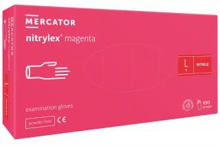 MERCATOR nitrylex magenta bezpudrové nitrilové rukavice Veľkosť: L