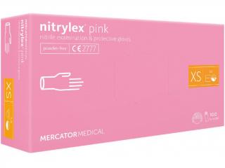 Nitrilové rukavice - nitrylex ® pink - MERCATOR MEDICAL® Veľkosť: XS