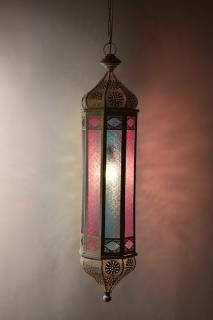 Sanu Babu Arabská lampa, multifarebná, biela patina, sklo, ručné práce, 21x21x97cm