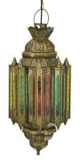 Sanu Babu Arabská lampa, multifarebná, mosadz, sklo, ručné práce