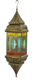 Sanu Babu Arabská lampa, multifarebná, mosadzná patina, sklo, ručné práce, 13x13x50cm