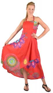 Sanu Babu Atypické zavinovacie šaty "Mandala design" na ramienka, červené FREE