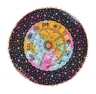 Sanu Babu Bavlnený okrúhly prehoz/obrus zodiac, multifarebný, 180cm