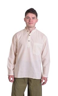 Sanu Babu Biela košeľa-kurta z ľahkého materiálu s dlhým rukávom a vreckom XL