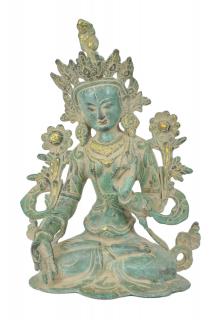 Sanu Babu Biela Tara, mosadzná soška, antik patina, 20x12x27cm