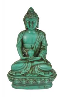 Sanu Babu Budha Amithába, tyrkysový, živica, 9cm