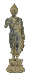 Sanu Babu Budha Maitreya, antik šedá patina, mosadz, 16x16x55cm