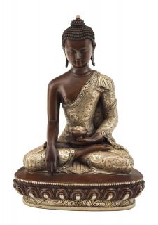 Sanu Babu Budha Šákjamúni, kovová soška, postriebrené, 19x11x24cm