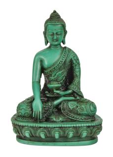 Sanu Babu Budha Šákjamúni, ručne vyrezávaný, tyrkysový, 10x5x14cm