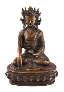 Sanu Babu Budha Šákjamúni s korunou, mosadzná soška, 23cm