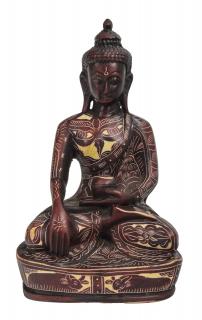 Sanu Babu Budha Šakjamúni, sediaci, vyrezávané rúcho, vínová živica, 16cm